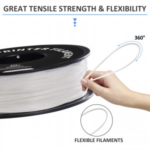 TPU White 3D Printer Filament 1.75mm 1kg/roll