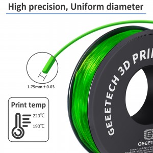 TPU Transparent Green 3D Printer Filament 1.75mm 1kg/roll