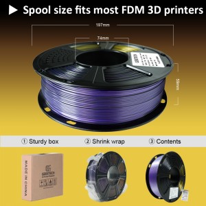 PLA Silk Tri-Color 3D Printer Filament 1.75mm 1kg/roll  (Purple+Gold+Black )
