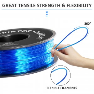 {10KG} TPU Transparent Blue 3D Printer Filament 1.75mm 1kg/roll