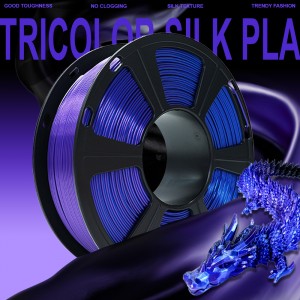 PLA Silk Tri-Color  3D Printer Filament 1.75mm 1kg/roll  (Blue+Purple+Black)