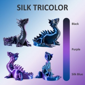 PLA Silk Tri-Color  3D Printer Filament 1.75mm 1kg/roll  (Blue+Purple+Black)
