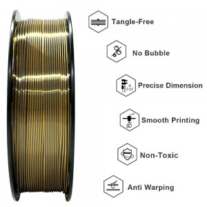 PLA Silk Tri-Color 3D Printer Filament 1.75mm 1kg/roll ( Gold+Silver+Copper )
