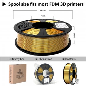 PLA Silk Tri-Color 3D Printer Filament 1.75mm 1kg/roll ( Gold+Silver+Copper )