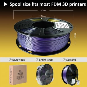 PLA Silk Tri-Color 3D Printer Filament 1.75mm 1kg/roll  (Purple+Gold+Black )