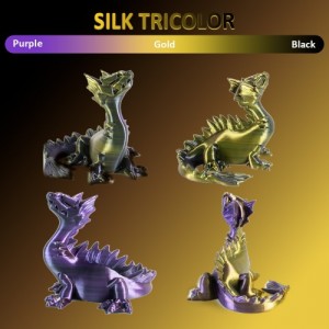 PLA Silk Tri-Color 3D Printer Filament 1.75mm 1kg/roll  (Purple+Gold+Black )