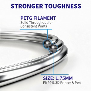 PETG Metal Silver 3D Printer Filament 1.75mm 1KG/Roll