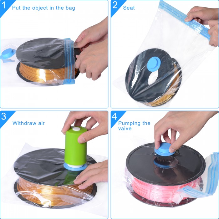 Vacuum Bag*4 with Vacuum Machine for 3D Printer Filament Geeetech