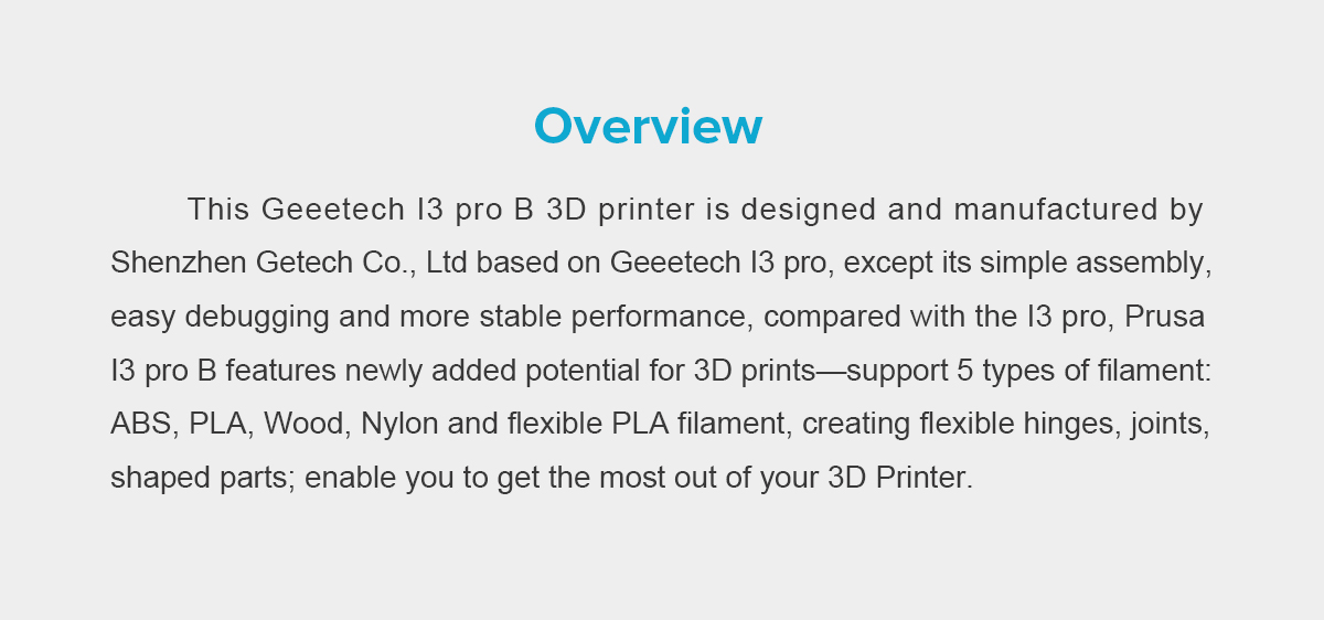 geeetech i3 pro b 3d printer advantage