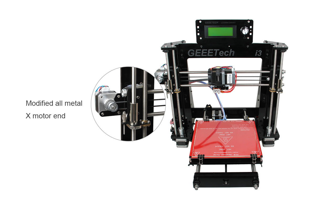 geeetech i3 pro b 3d printer description of modified all metal x motor end