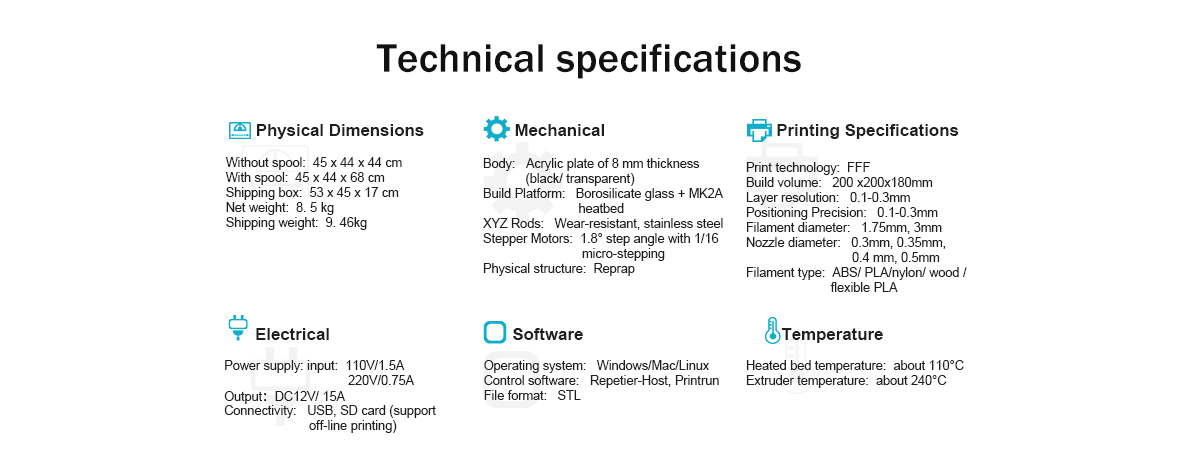 geeetech i3 pro b 3d printer specifications