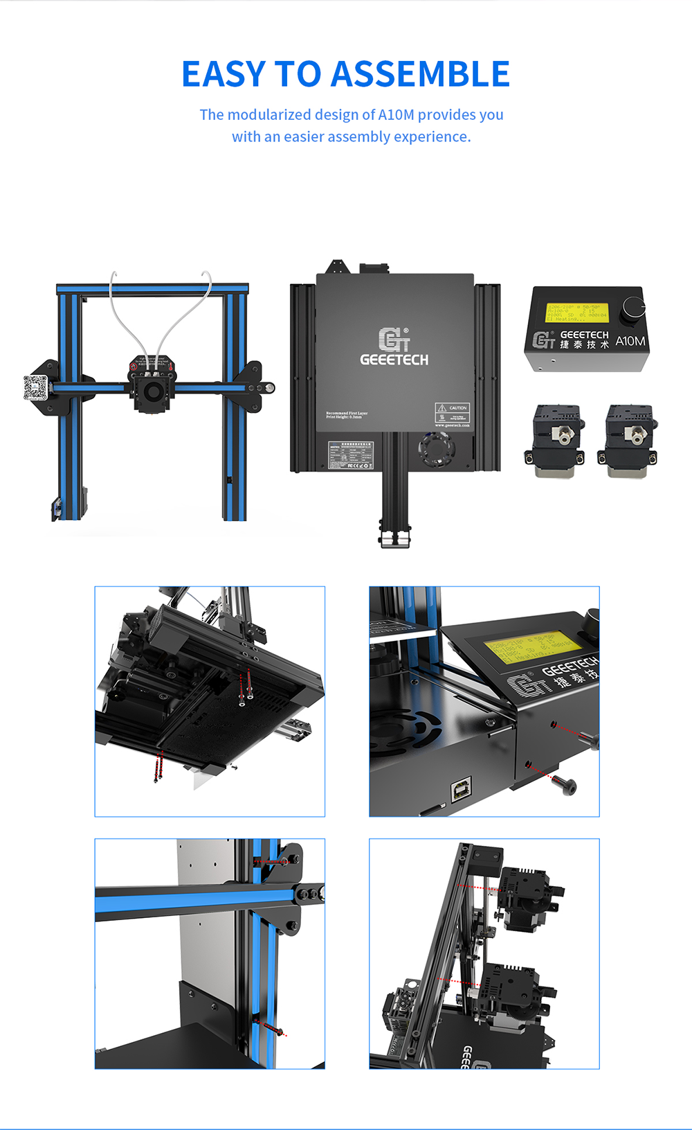 Les Accessoires D'Imprimante 3D, D'Extrudeuse 2 en 1, Buse D'Extrudeuse D'ExtréMité  Chaude de Couleur Mixte pour A10M A20M