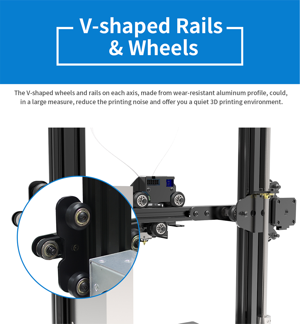 geeetech a10t description of v-shaped rails & wheels