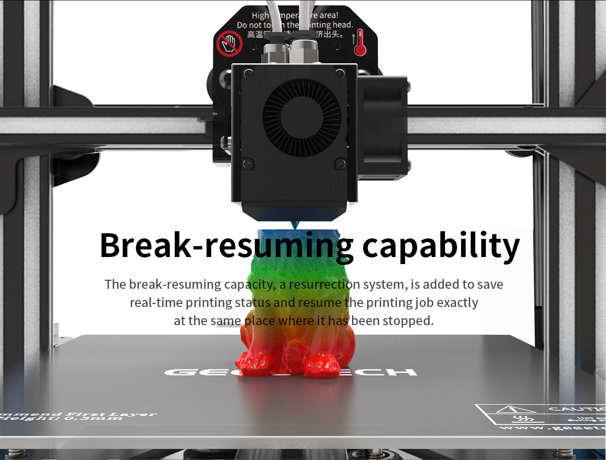 geeetech a20t description of break-resuming capability