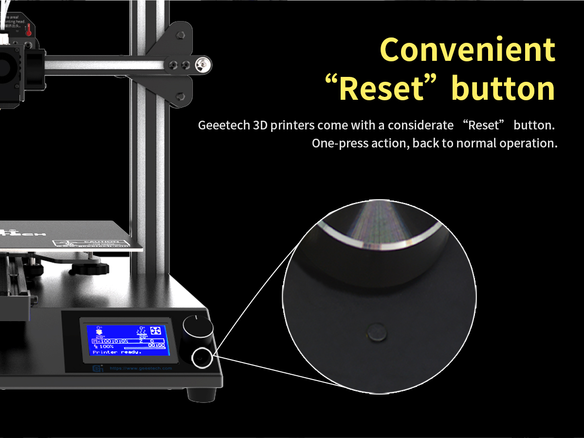 geeetech a20t description of reset button