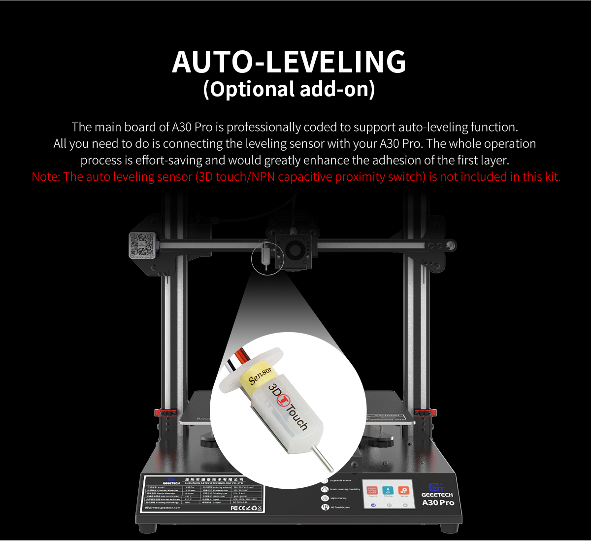 Geeetech A30Pro description of auto-leveling