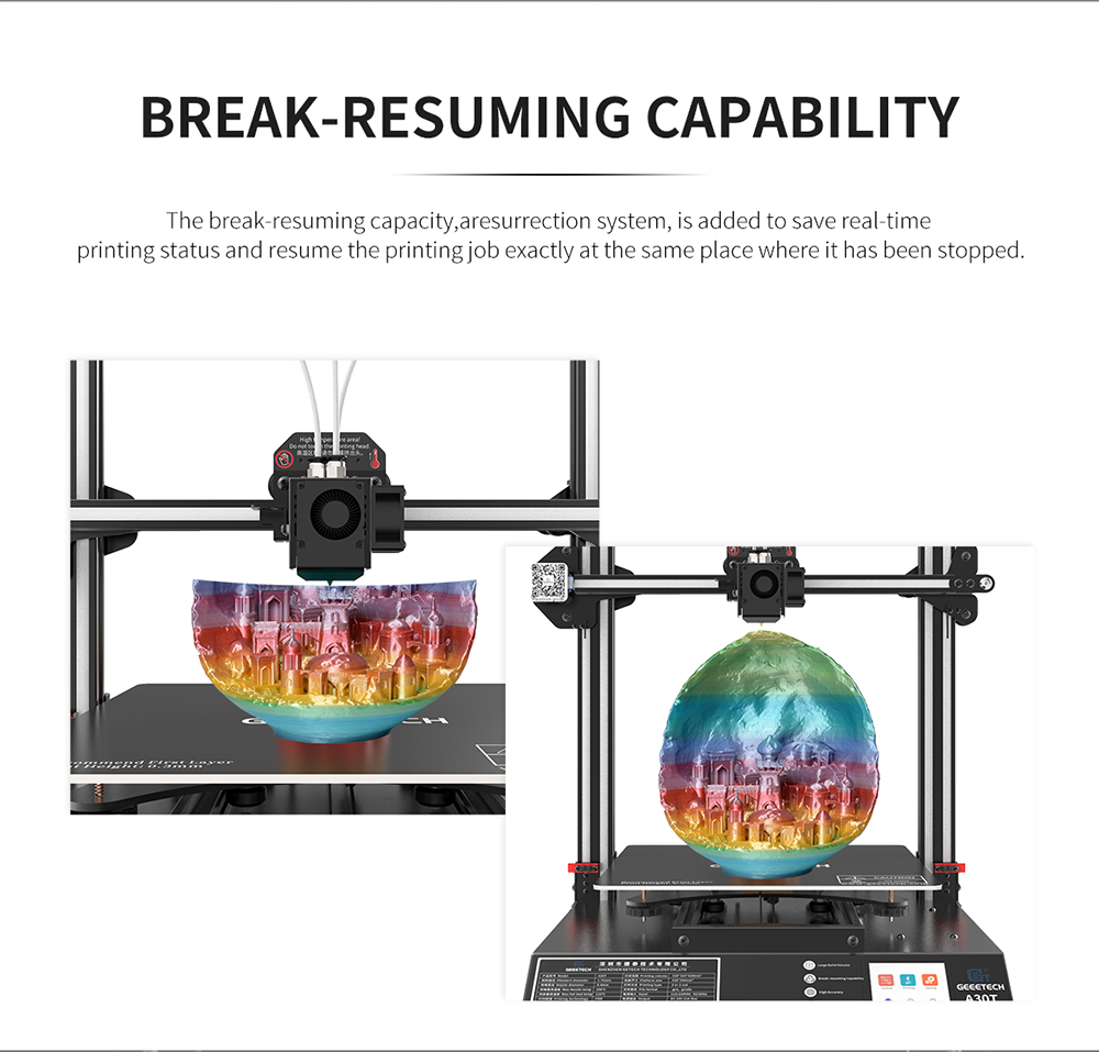 Geeetech A30T description of break-resume capability Geeetech A30T description of break-resume capability