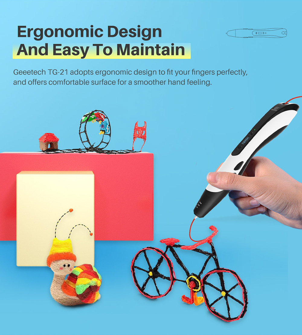 Grey TG-21 3D Printing Pen description of easy to maintain