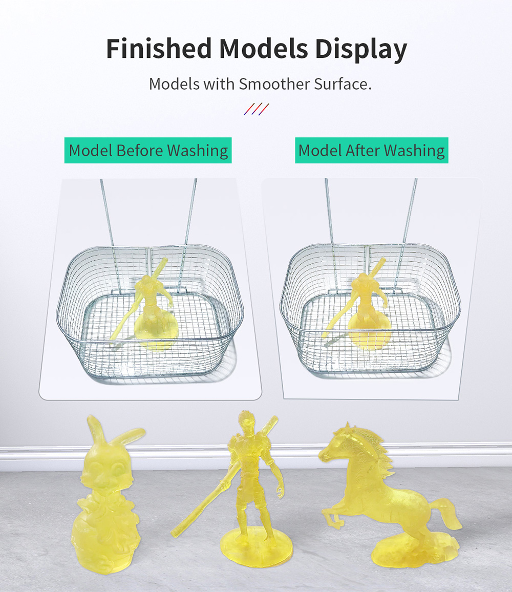 geeetech gcw01 wash & cure machine description of finished models display