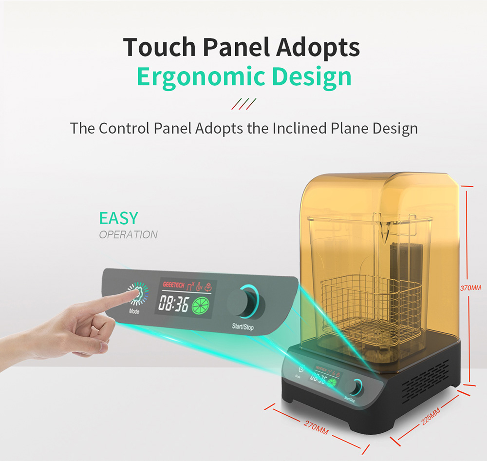 geeetech gcw02 wash and cure machine description of touch panel adopts ergonomic design
