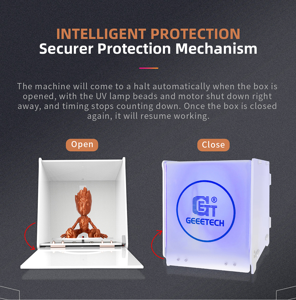 geeetech gcb-1 uv curing box machine of minimalist description of intelligent protection securer protection mechanism