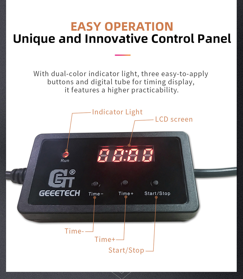 geeetech gcb-1 uv curing box machine of minimalist description of easy operation unique and innovative control panel