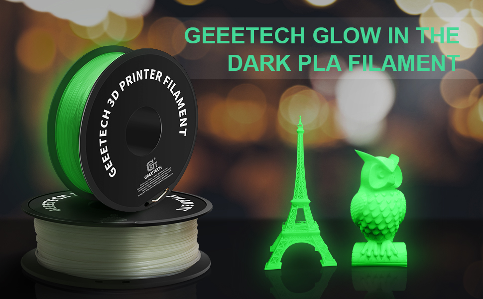 Geeetech Luminous Green PLA 1.75mm description of Glow in the Dark
