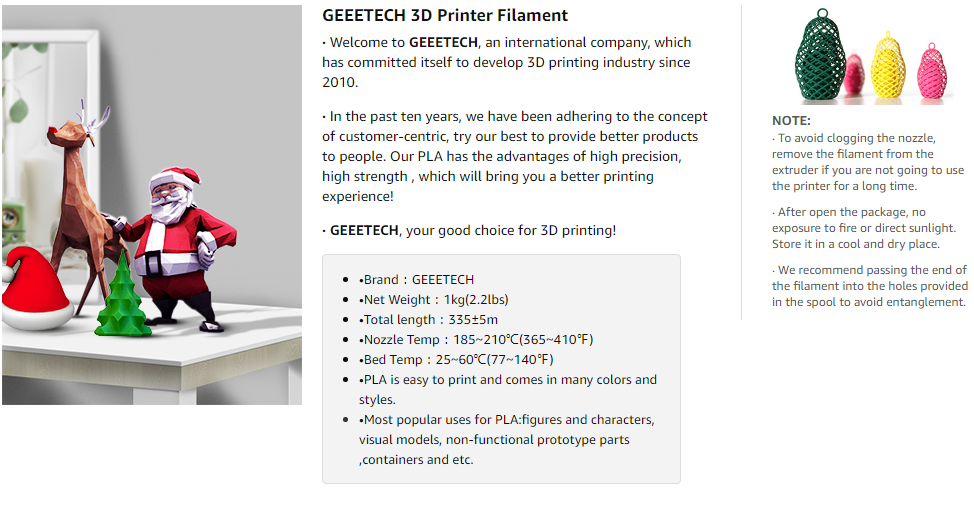 Geeetech PLA Black + White specifications