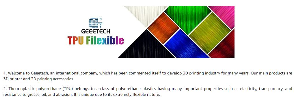 Geeetech TPU White 1.75mm 1kg per roll description