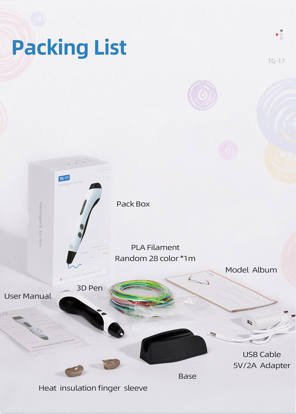 TG-17 3D Printing Pen description of packing list