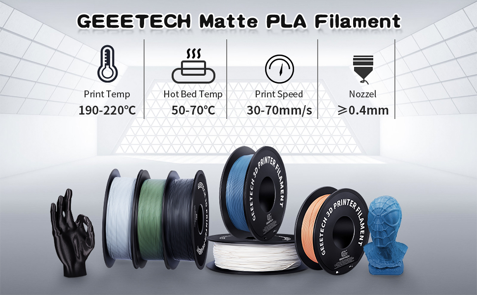 Geeetech Matte Light Grey PLA Filament , PLA 1.75mm 1Kg/Roll description