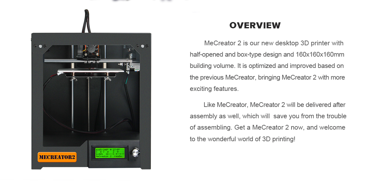 the description of mecreator 2 3d printer