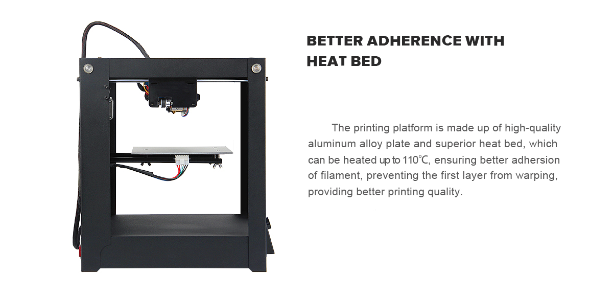 geeetech mecreator 2  description of better adherence with heat bed