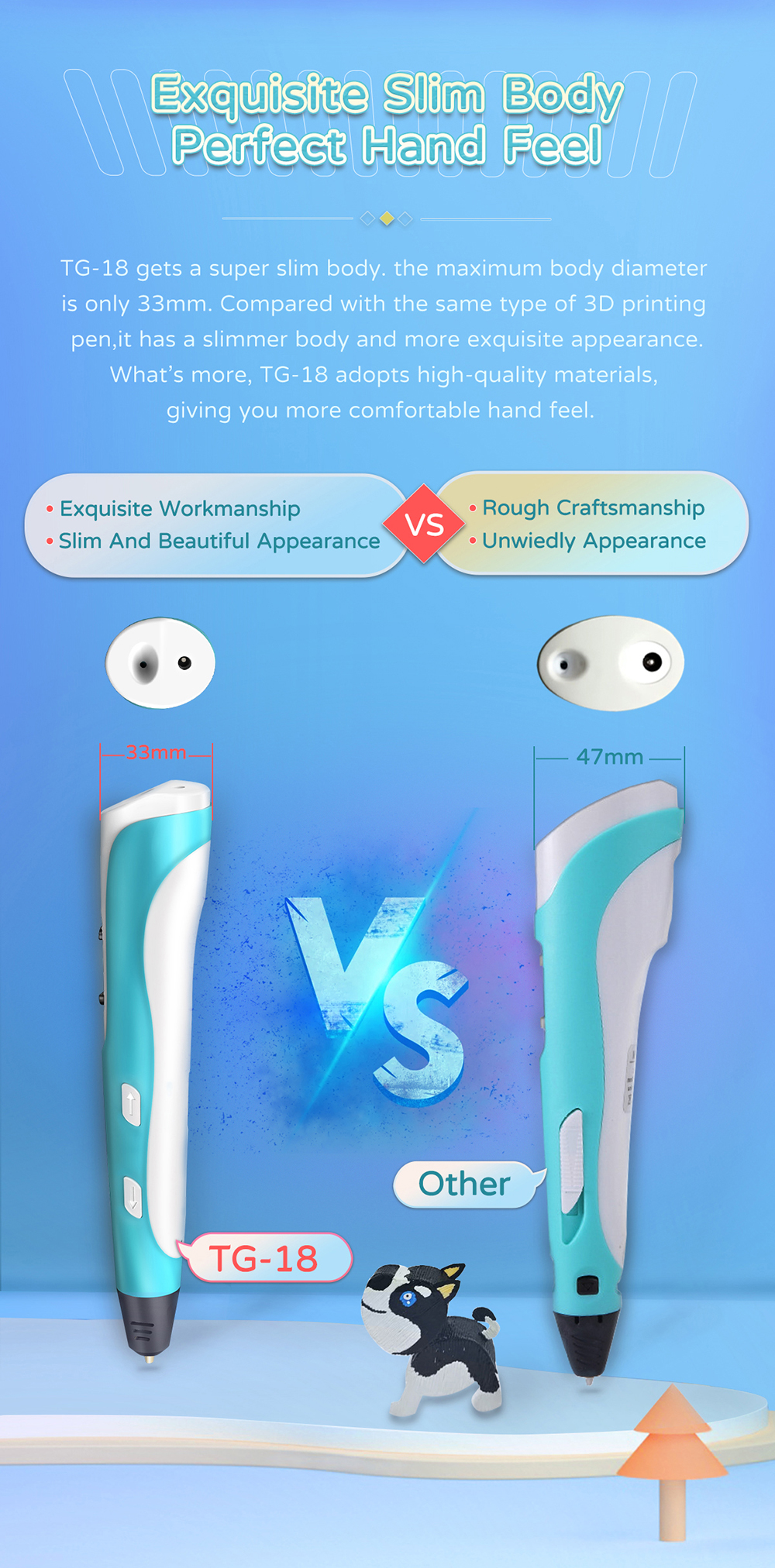 geeetech TG-18 3D Printing Pen description  of hand feel