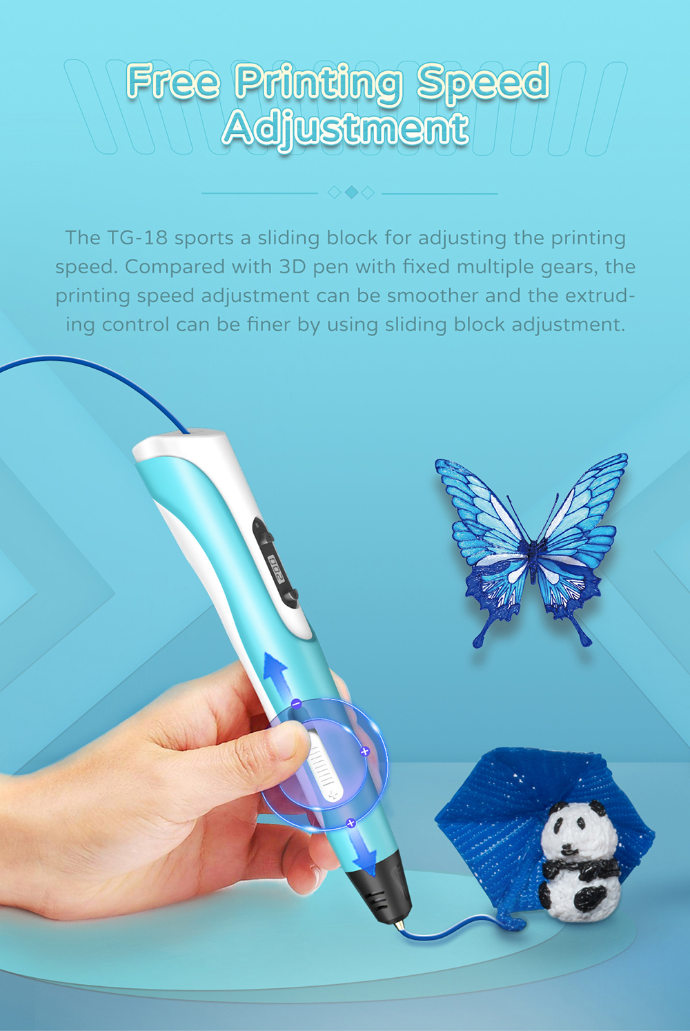 geeetech TG-18 3D Printing Pen description  of  speed adjustment
