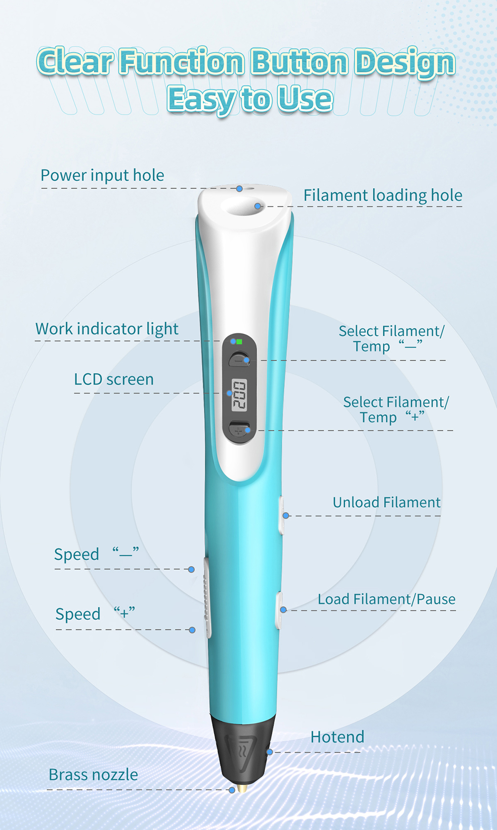 geeetech TG-18 3D Printing Pen description  of  easy to use