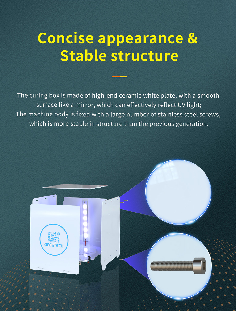 geeetech cgb-2 resin curing light box descriptiion of concise appearance & stable structure